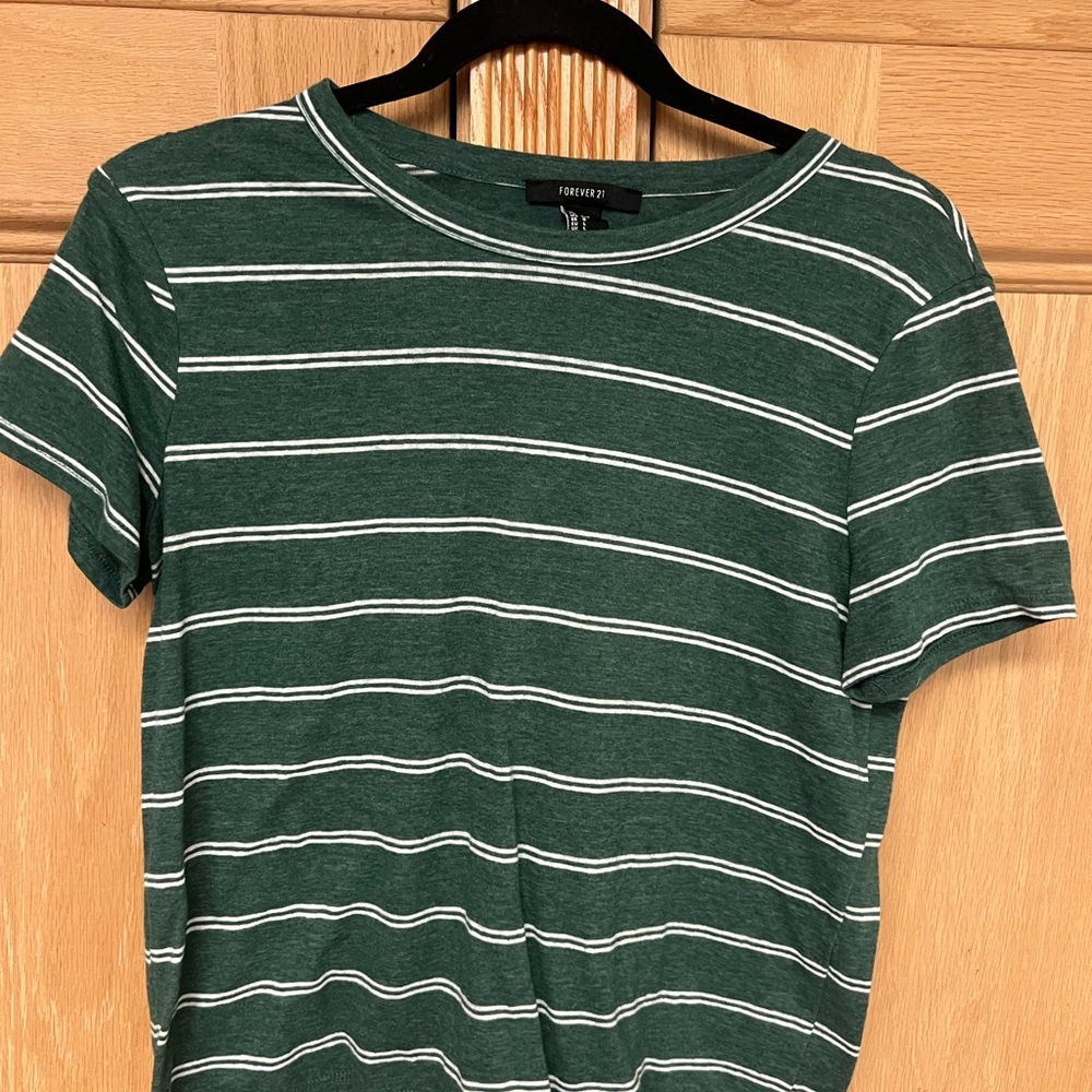 Forever 21 Green Striped Women's Top